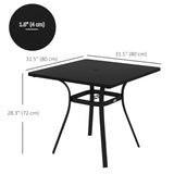 Rectangle Patio Dining Table for 4 People with Steel Legs, Metal Tabletop for Garden