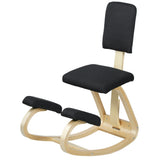 Ergonomic Kneeling Chair, Rocking Wood Kneel Stool with Backrest for Improve Posture