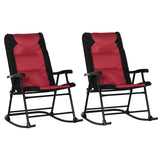 Ensemble de 2 Chaises Berçantes Pliantes avec Rocailles Rembourrées et Accoudoirs