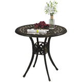 30-inch Round Patio Dining Table with Umbrella Hole Cast Aluminium Outdoor Bistro Table
