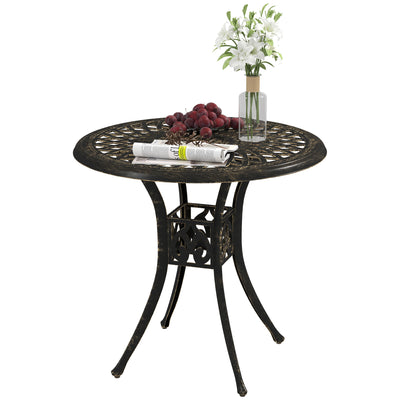 30-inch Round Patio Dining Table with Umbrella Hole Cast Aluminium Outdoor Bistro Table