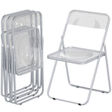 4 Pack Acrylic Foldable Chairs, Transparent Folding Chairs for Living Room