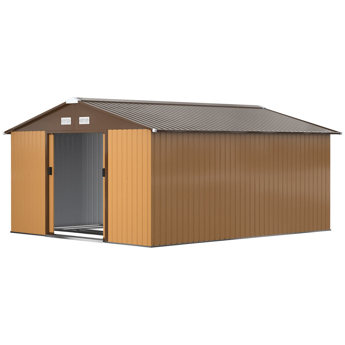 11' x 13'Garden Storage Shed w/ Foundation Kit Metal Tool Storage House w/ Double Doors