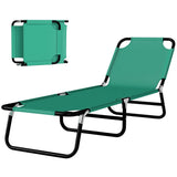 Outdoor Folding Lounge Chair, Steel Tanning Chair with Reclining Back, Breathable Mesh for Beach