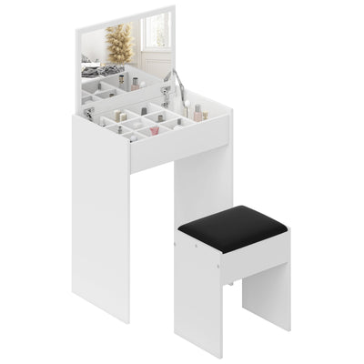Modern Vanity Set with Makeup Table and Cushioned Stool