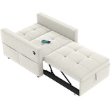 Convertible Chair Bed, Adjustable Backrest, Small Velvet Futon Sofa Bed