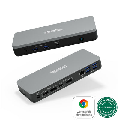 Plugable Technologies USB-C Dual Monitor Docking Station, Certified Wo