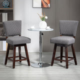 2 Pieces Swivel Bar Stools, Counter Height Stools Set of 2 with Wood Legs and Footrests for Dining Room