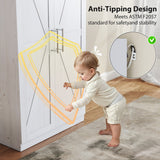 Wardrobe Cabinet with Hanging Rod, Anti-Tipping and 2 Barn Doors