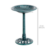 27'' Bird Bath Outdoor Resin Decor with Fleur De Lis Pattern