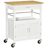 Kitchen Cart, Small Kitchen Island with Storage Drawer & Side Hooks for Dining Room