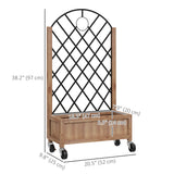 Raised Garden Bed with Metal Trellis, Elevated Planter Box with Wheels and Drainage Holes, 20.5