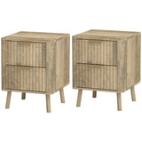 Night Stands Set of 2, Nightstands with Finger Pulls and Fluted Drawers