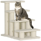 4-Step Multi-Level Carpeted Cat Scratching Post Pet Stairs