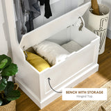Meuble d'entrée 4-en-1 avec porte-manteau, étagère supérieure, rangement à chaussures et banc, banc d'entrée avec 4 crochets