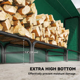 Firewood Rack with Waterproof Cover, 500 kg Log Storage Holder with Steel Chains, 142