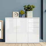 Buffet brillant avec 2 tiroirs et 3 portes, armoire buffet avec étagère ajustable, meuble bar à café avec rangement