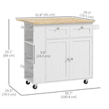 Îlot de cuisine avec prise de courant et feuille tombante, chariot de cuisine roulant avec 2 tiroirs et tablettes réglables