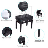 Banc de piano réglable avec rangement et rembourrage en cuir PU souple