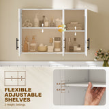 Modern Medicine Cabinet Wall Mounted, Bathroom Wall Cabinet with 3 Doors and Adjustable Shelves