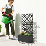 Metal Raised Garden Bed with Trellis for Climbing Plants