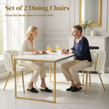 Ensemble de 2 chaises de salle à manger modernes, chaises de cuisine au toucher velours avec dossier tissé et pieds métalliques