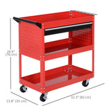 Tool Cart on Wheels, Ball Bearing Drawer, Storage Trays for Garage