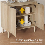 Accent Cabinet with Doors & Adjustable Shelf, Freestanding Console Cabinet with Wood Legs