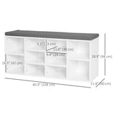 Shoe Bench with Storage, Upholstered Entryway Bench with Adjustable Shelves