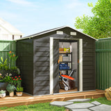 7.7' x 6.5' Outdoor Metal Garden Shed House Hut Gardening Tool Storage with Ventilation