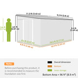 11' x 9' Steel Garden Storage Shed, Outdoor Metal Tool House with Double Sliding Doors