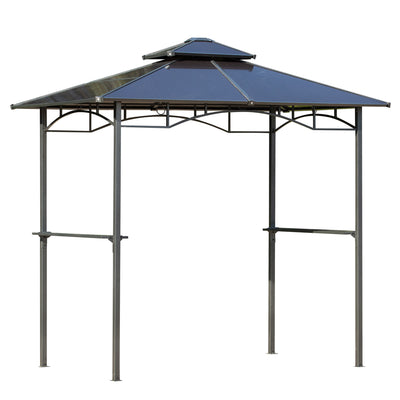 8' x 5' Hardtop Grill Gazebo, Outdoor Canopy with Side Shelves & Double Roof
