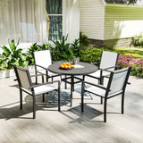 5 Piece Outdoor Dining Set with Round Table and 4 Stackable Chairs