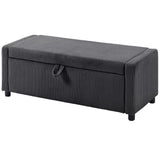 Storage Ottoman, Upholstered Corduroy End of Bed Bench with Thick Padding