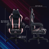 Cute Racing Gamer Chair, Faux Leather Gaming Chair with Footrest, Headrest and Lumbar Support