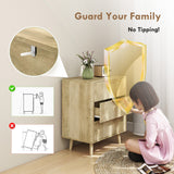 Fluted Chest of Drawers, Modern 3 Drawer Dresser with Pine Wood Legs