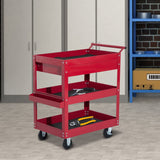 3-Tier Rolling Tool Cart with Drawer and Side Box, 132 LBS Capacity Steel Utility Cart, Mobile Service Tool Organizer for Garage