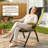 Folding Patio Chairs Set of 2, 5-Position Outdoor Lounge Chairs with High Back, Retractable Footrest
