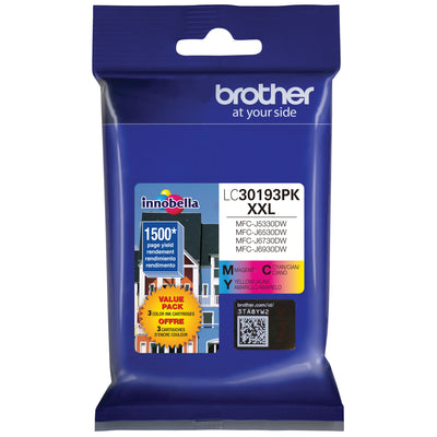 Cartouches d'encre cyan, magenta et jaune Brother LC30193PKS