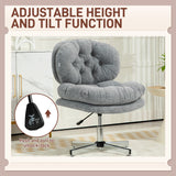 Computer Desk Chair, Armless Office Chair with Wide Padded Seat and Adjustable Height