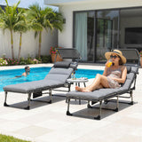 Chaises longues extérieures 2 pcs chaises longues pliables avec position 5 ajustable
