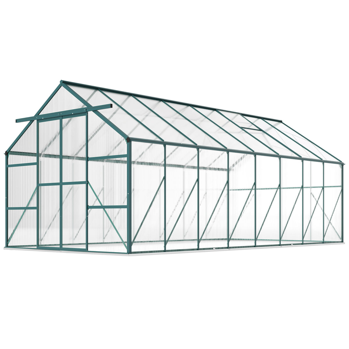 16' x 8' Aluminum Polycarbonate Greenhouse Walk-in Garden Greenhouse Kit with Adjustable Roof Vent