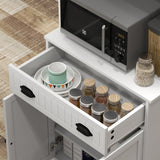 Microwave Cabinet, Kitchen Storage Cabinet with Drawer and Adjustable Shelf