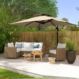 10ft Square Cantilever Patio Umbrella, 360° Rotating Overhanging Umbrella with Cross Base