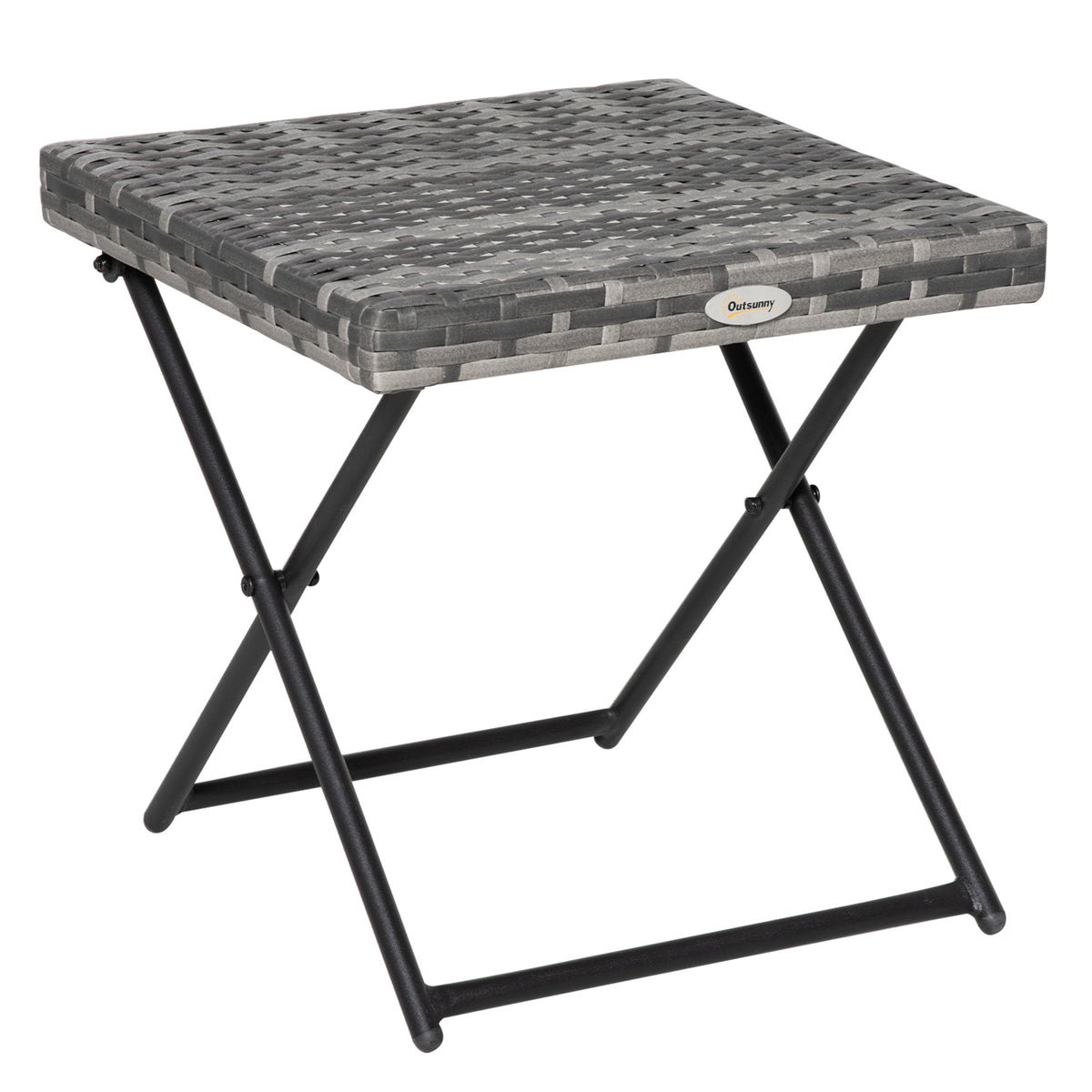 Rattan Coffee Table Folding Patio Outdoor Side Table Wicker for Balcony, 15.75