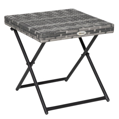 Rattan Coffee Table Folding Patio Outdoor Side Table Wicker for Balcony, 15.75