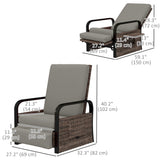 Fauteuil extérieur en rotin, chaise longue avec dossier ajustable, repose-pieds et plateau latéral