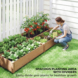Wooden Raised Garden Bed, 8 x 4 x 1ft Elevated Garden Box with Dividers and Open Bottom