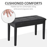 Banc de piano classique, siège de clavier rembourré en cuir PU avec pieds en bois caoutchouté et compartiment de rangement pour musique