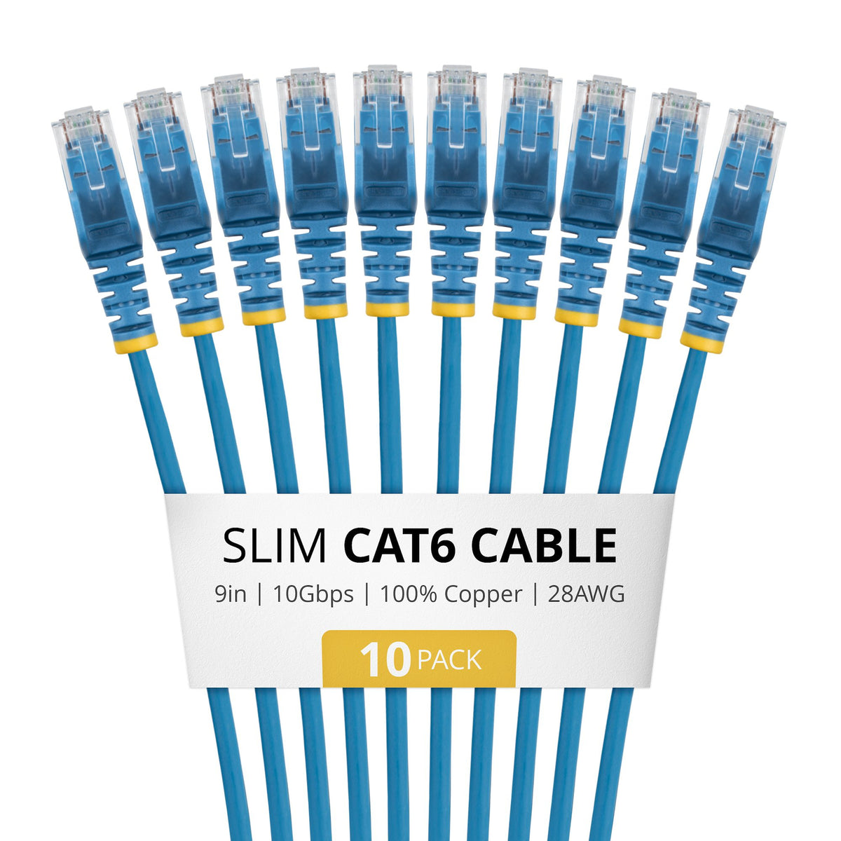 StarTech.com 9in Blue Slim CAT6 Cable 10 Pack, 100W PoE